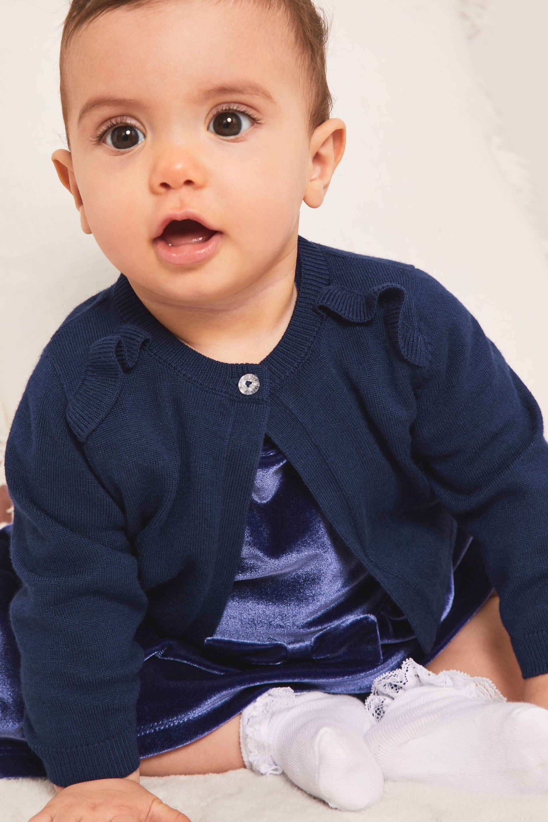 Lipsy Navy Blue Baby Occasion Shrug - Image 4 of 4