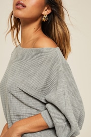 Friends Like These Grey Petite Batwing Knitted Off The Shoulder Jumper - Image 4 of 4