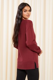 Friends Like These Berry Red V Neck Tunic Knitted Jumper - Image 4 of 4