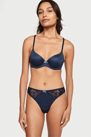 Victoria's Secret Noir Navy Blue Dot Print Smooth Thong Knickers - Image 1 of 4