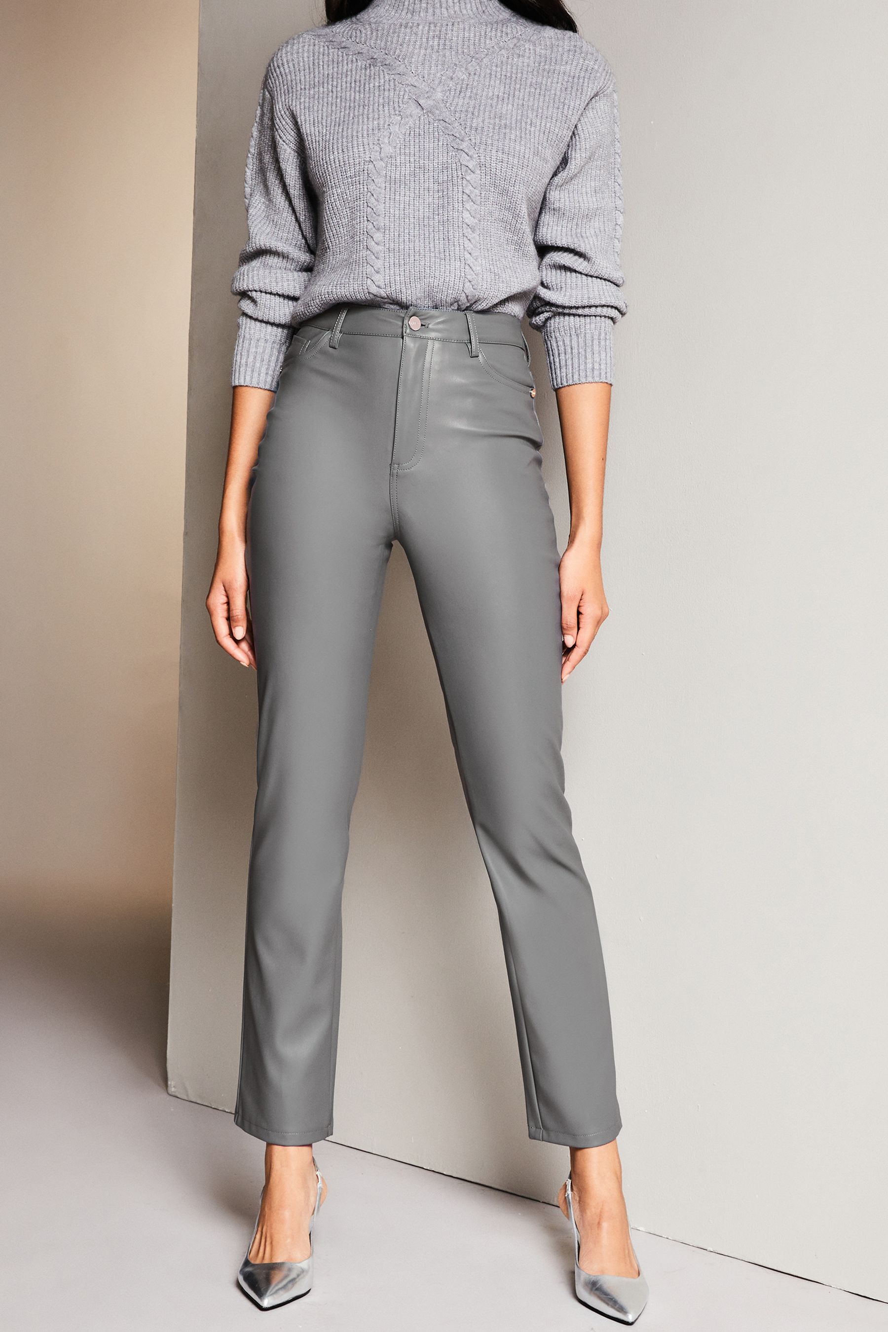 Next womens leather look jeans clearance