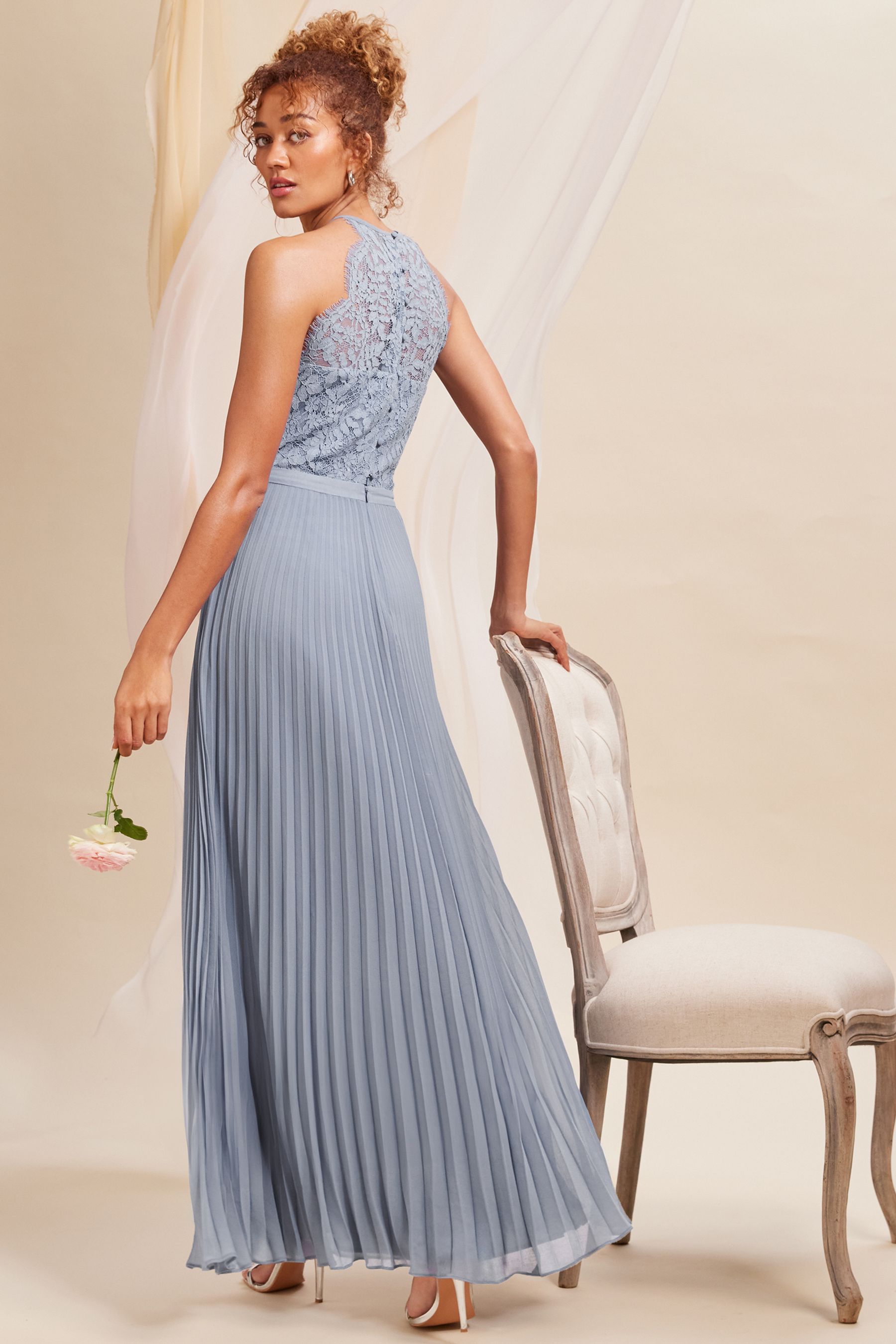 Pleated lace inset gown clearance