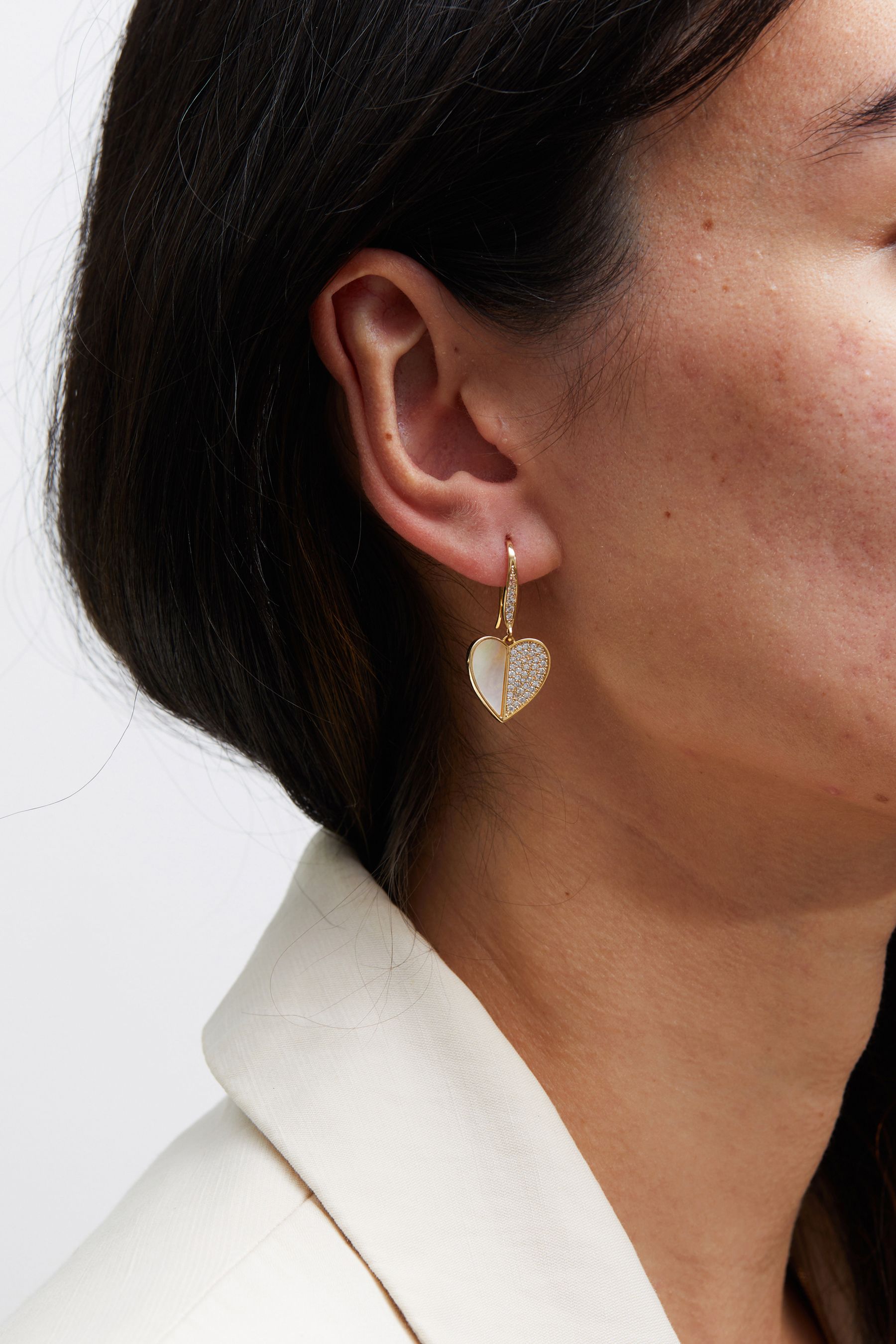 Buy Jon Richard Gold Cubic Zirconia And Mother of Pearl Drop Earrings from Next Luxembourg