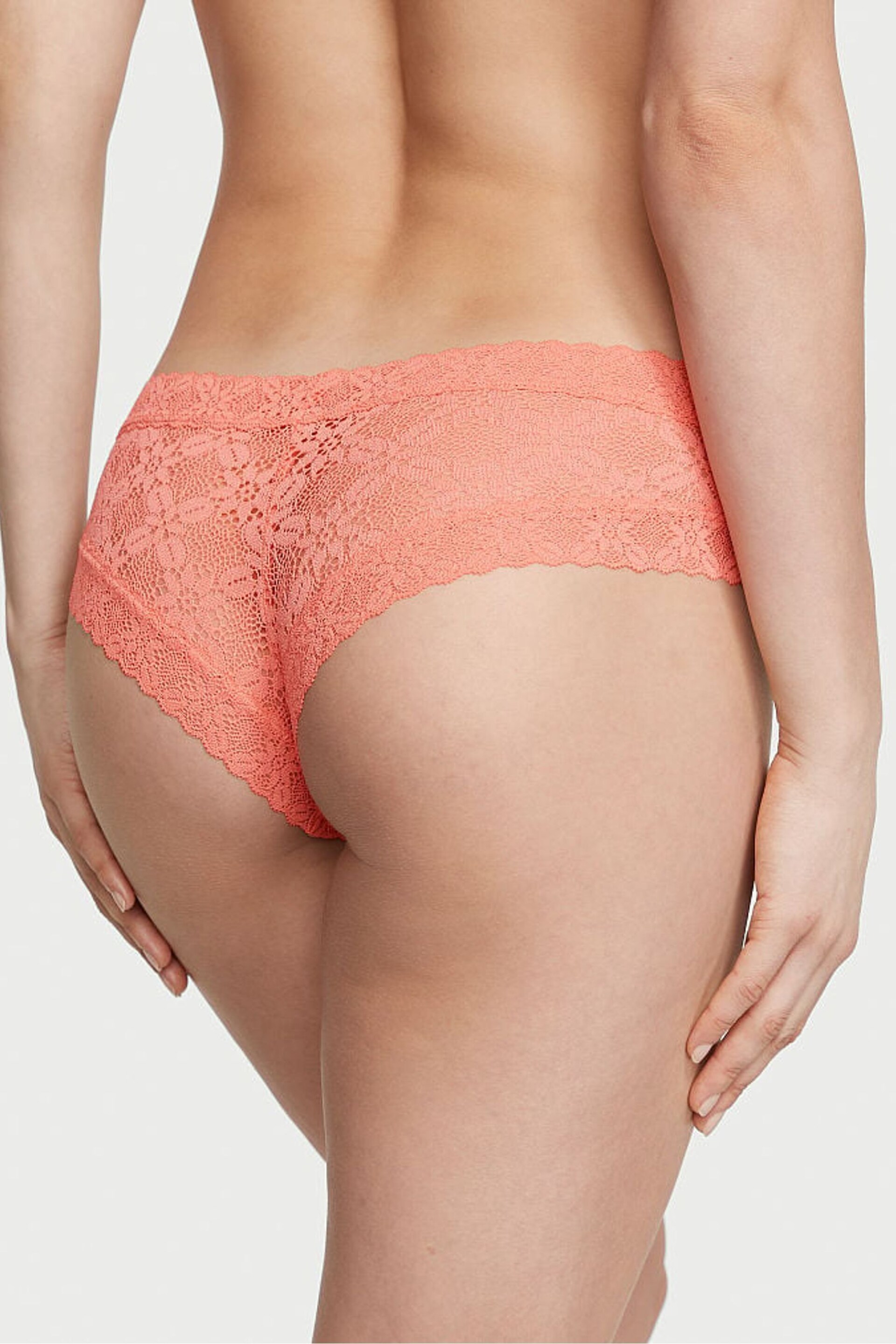 Victoria's Secret Punchy Peach Orange Festival Lace Cheeky Knickers - Image 2 of 3