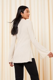 Friends Like These Neutral Ribbed Cosy Jersey Flute Cuff Long Sleeve Top - Image 4 of 4