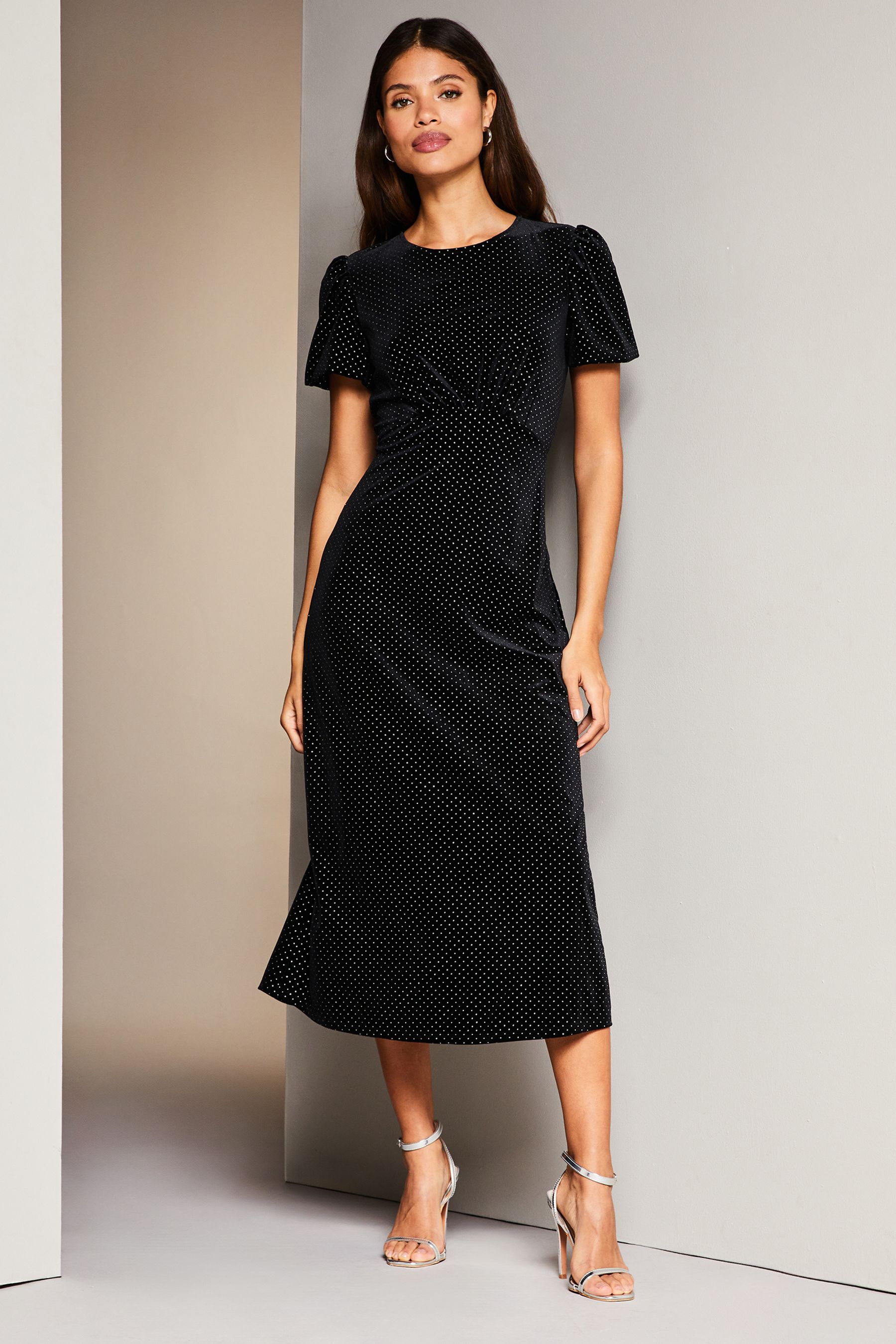 Buy Robe mi longue en jersey Manche courte bouffante Lipsy from Next Luxembourg