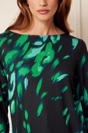 Love & Roses Green Animal 3/4 Sleeve Boat Neck T-Shirt - Image 2 of 4