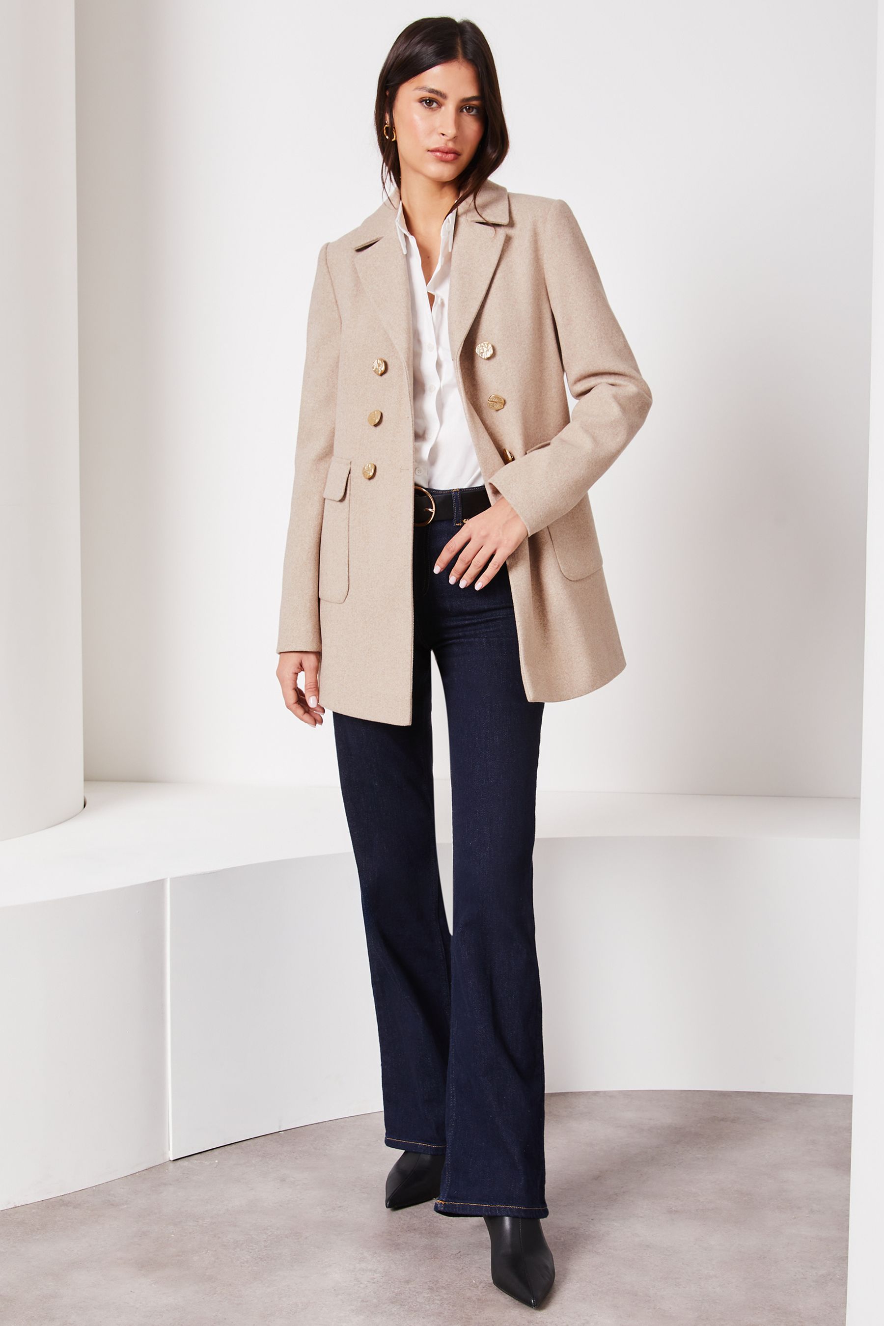 Buy Lipsy Light Camel Hammered Button Dolly Coat from Next Luxembourg