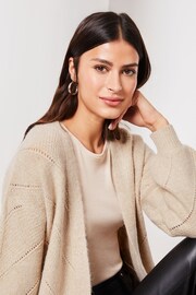 Lipsy Neutral Petite Long Sleeve Pointelle Knitted Cardigan - Image 4 of 4