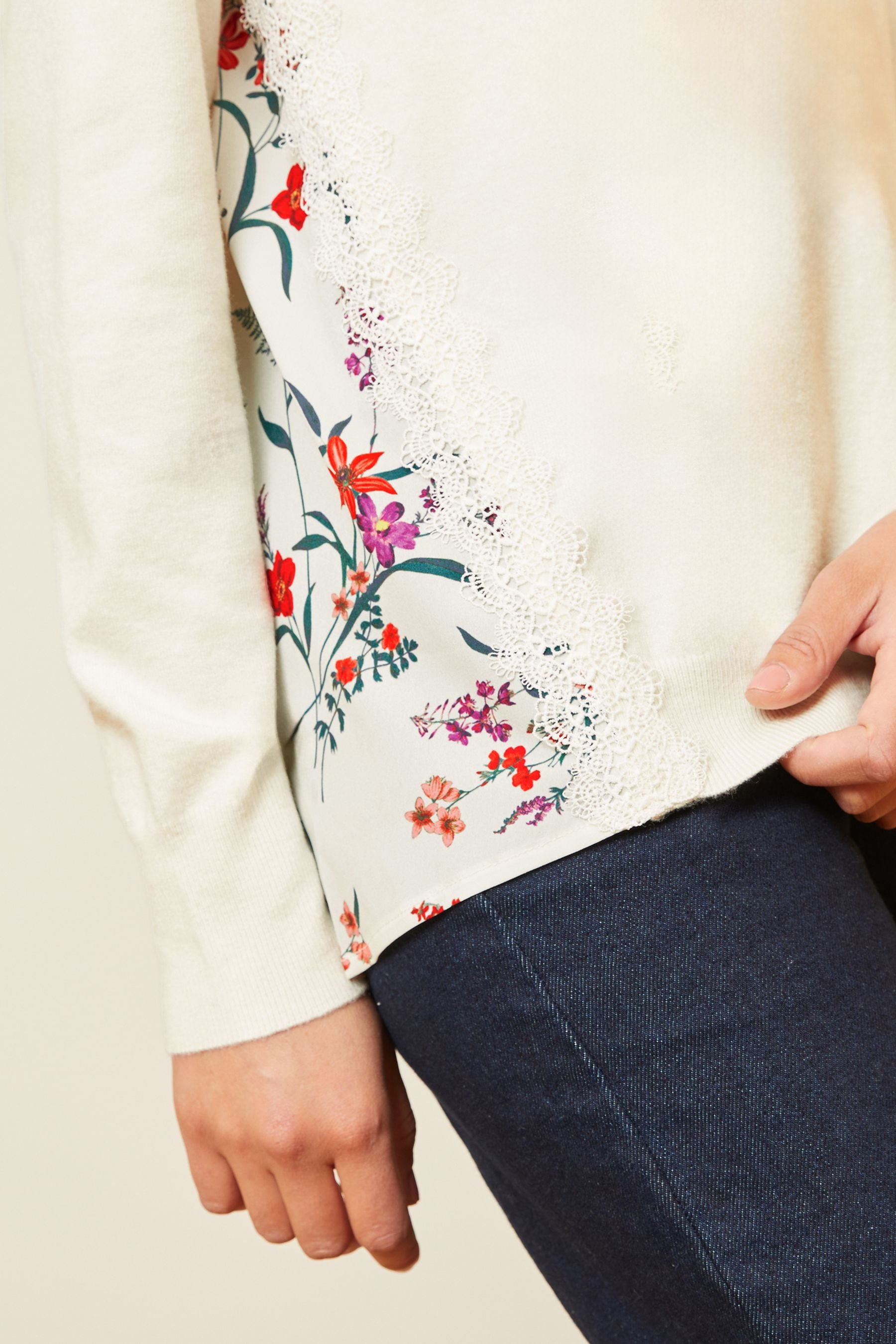 Cream lace jumper top