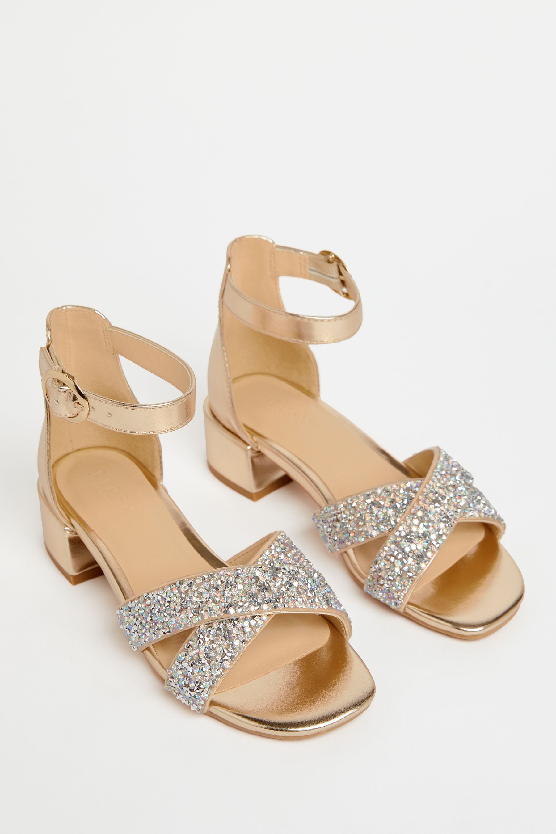 Buy Lipsy Gold Low Block Heel Occasion Sandal from the Next UK online shop