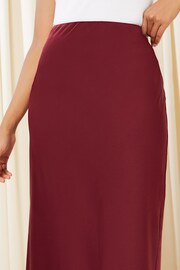 Friends Like These Berry Red Satin Bias Midi Skirt - Image 2 of 4