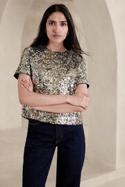 Banana Republic Gold Alina Sequin Top - Image 1 of 5