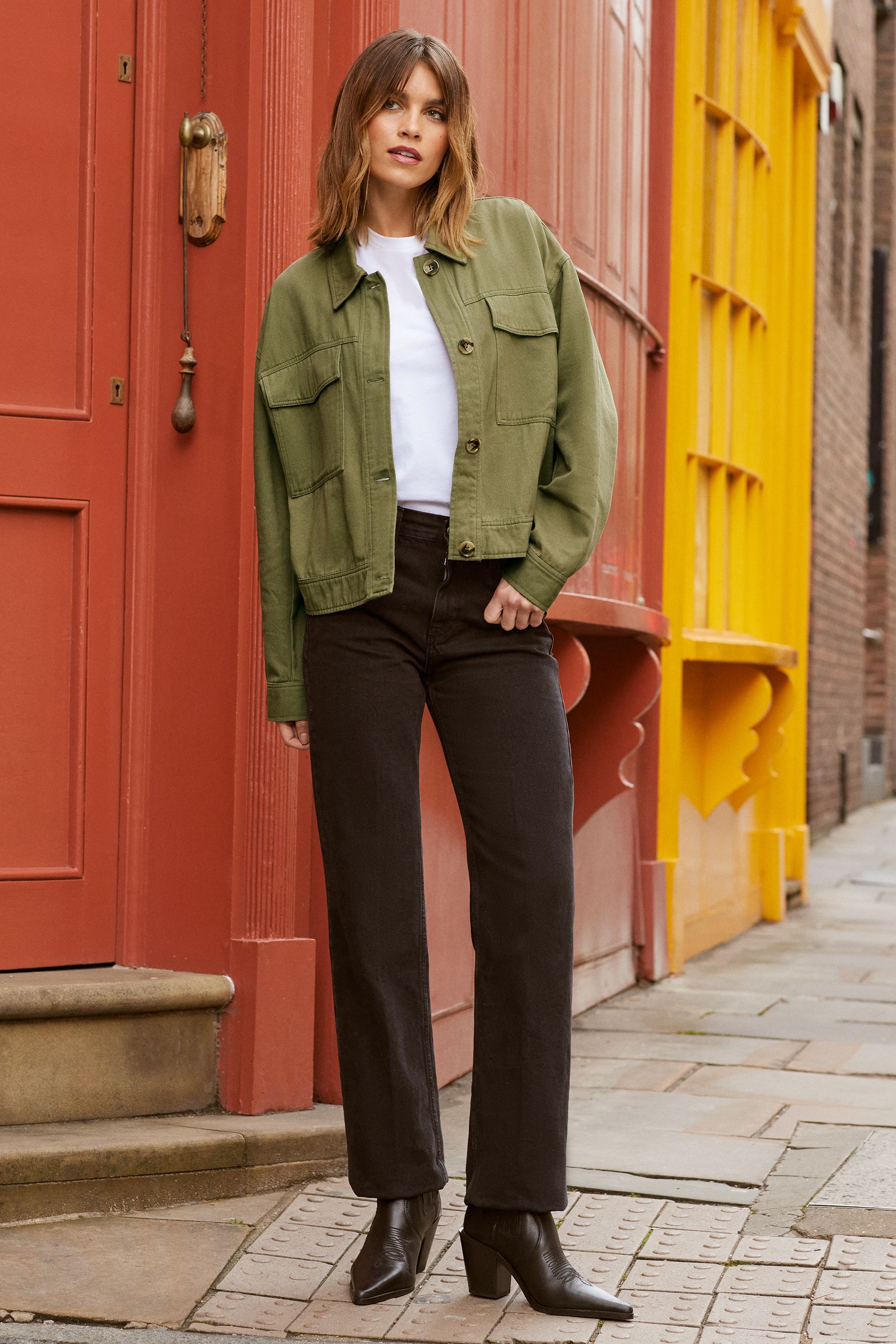 Buy Friends Like These Khaki Green Cropped Utility Jacket from Next Luxembourg