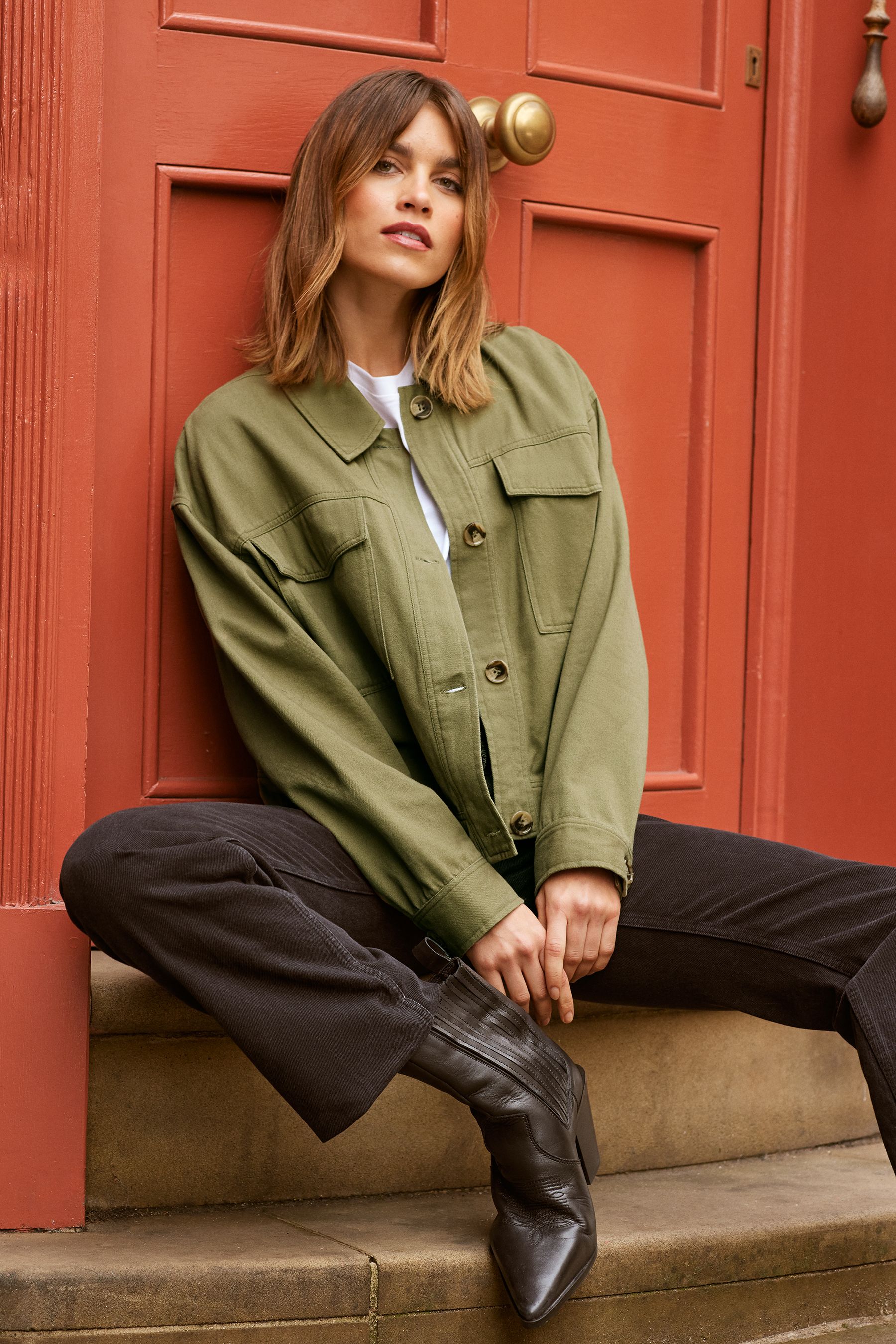 Buy Friends Like These Khaki Green Cropped Utility Jacket from Next Luxembourg