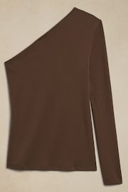 Banana Republic Brown Cotton-Modal One-Sleeve Top - Image 4 of 4