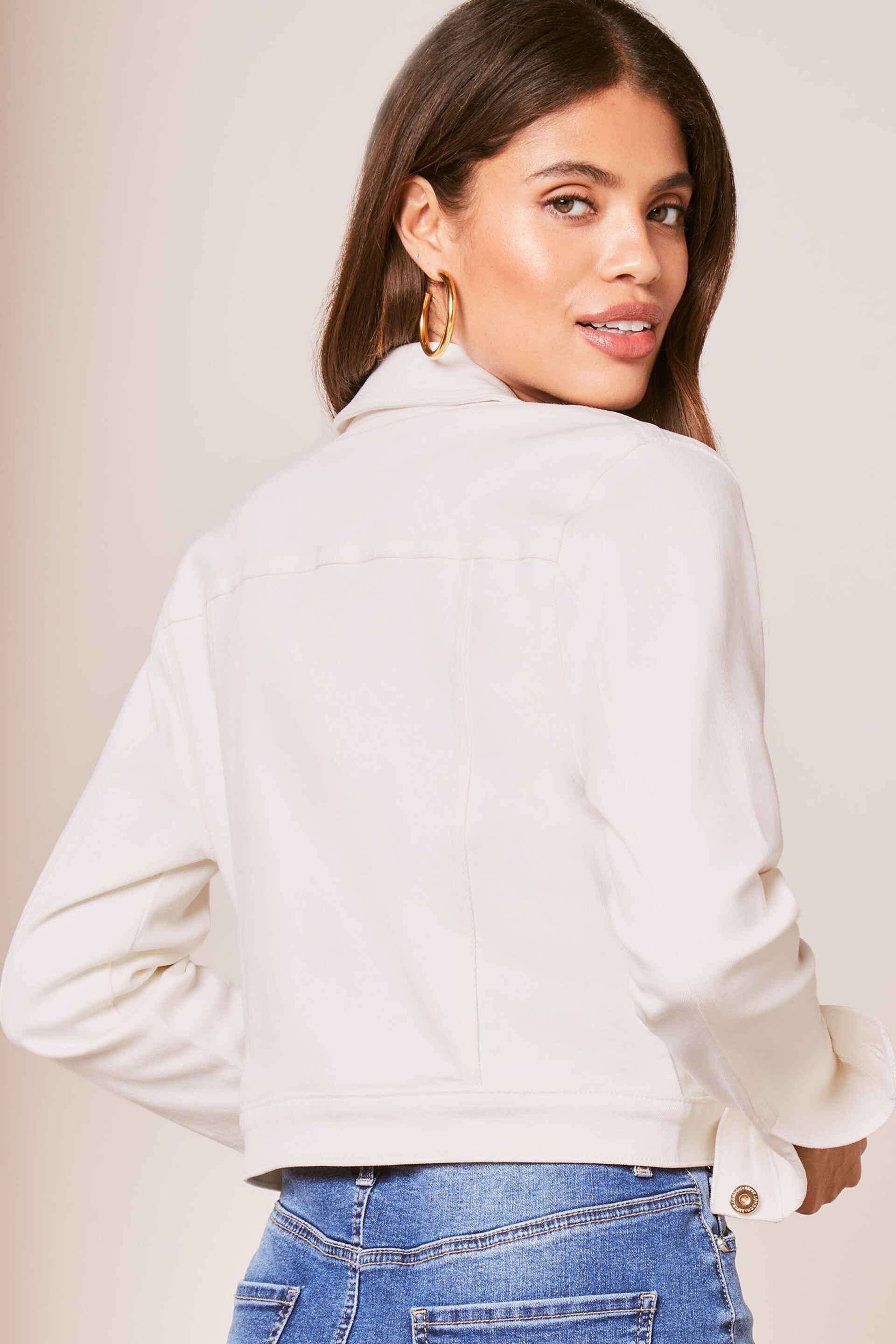 Lipsy White Crop Denim Jacket - Image 2 of 4