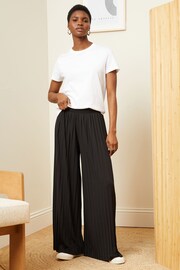 Love & Roses Black Pleated Jersey Wide Leg Trousers - Image 3 of 4