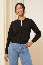 Friends Like These Black Knitted Bomber Cardigan - Image 1 of 4