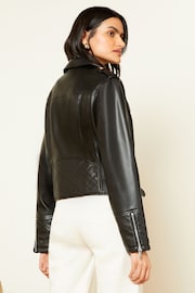 Love & Roses Black Faux Leather Buckle Biker Jacket - Image 2 of 4