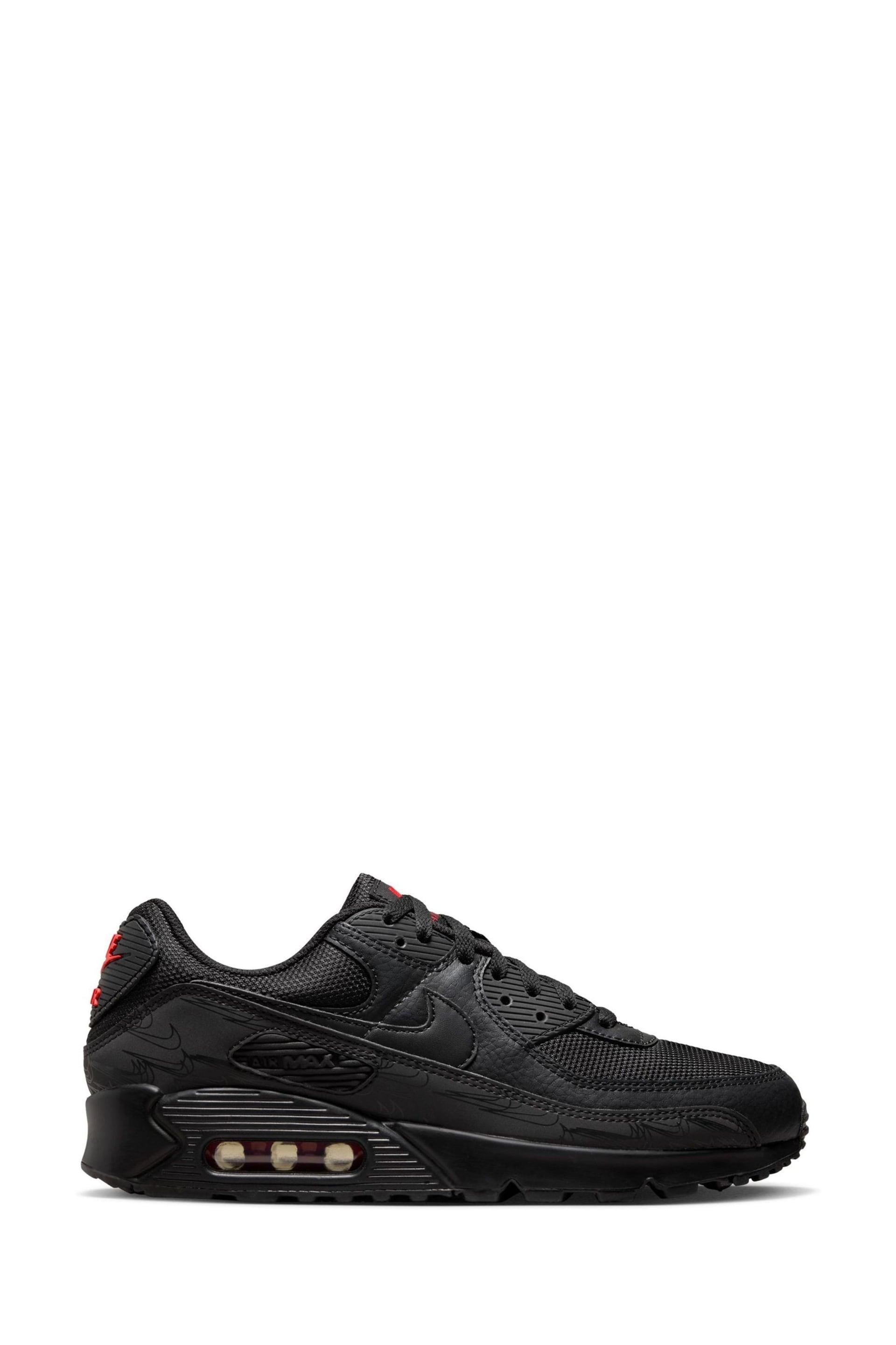 Nike Black/Grey Air Max 90 Trainers - Image 1 of 10