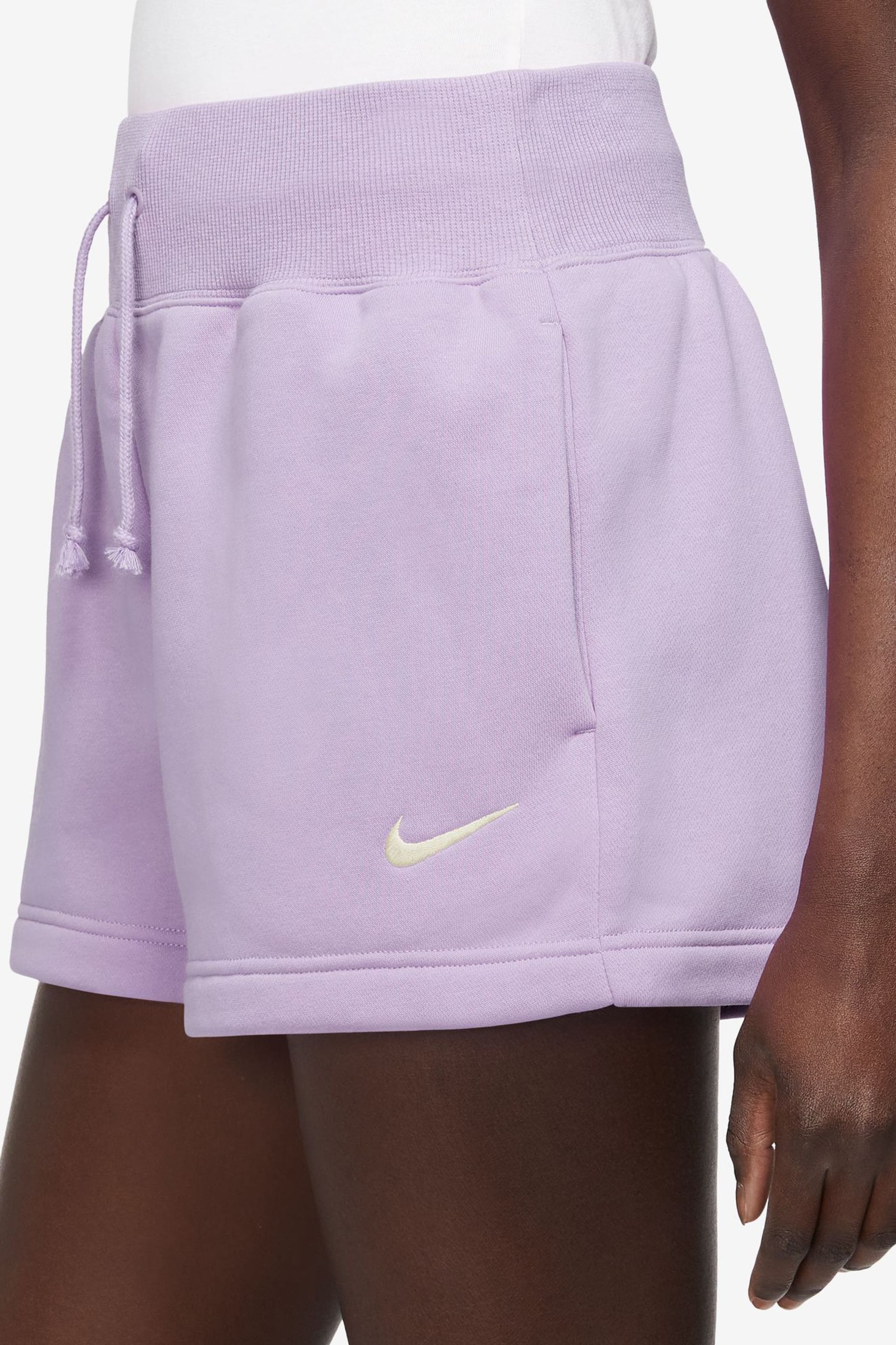 Nike Lilac Purple Phoenix Fleece High Waisted Shorts - Image 3 of 4
