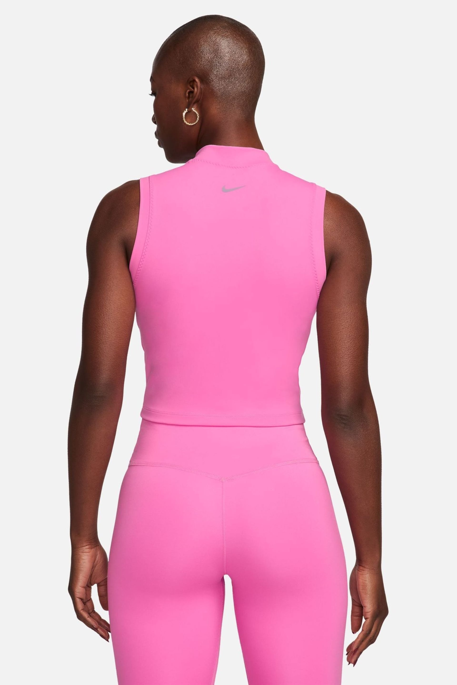 Nike Pink One Dri-FIT Mock Neck Cropped Tank Top - Image 2 of 9