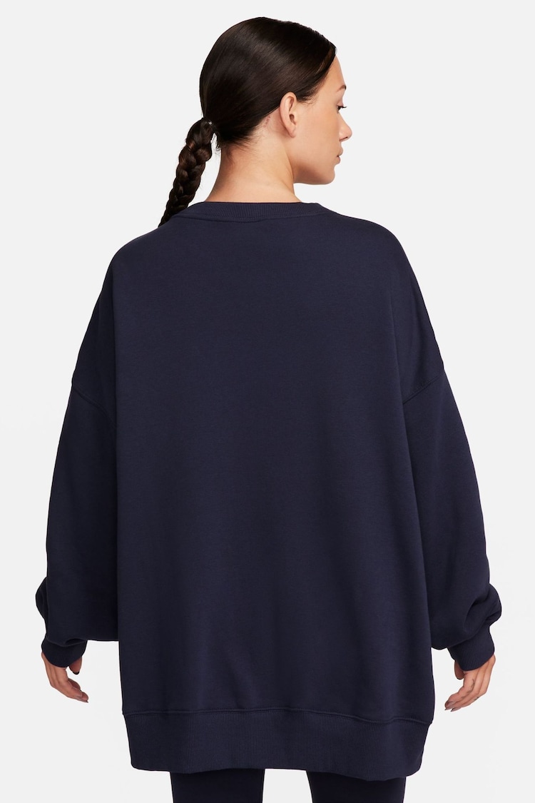 Nike Navy Varsity Oversized Fleece Crew Neck Sweatshirt - Image 2 of 5