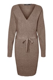 VERO MODA Brown V-Neck Wrap Belted Knitted Dress - Image 5 of 5