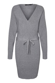 VERO MODA Grey V-Neck Wrap Belted Knitted Dress - Image 5 of 5