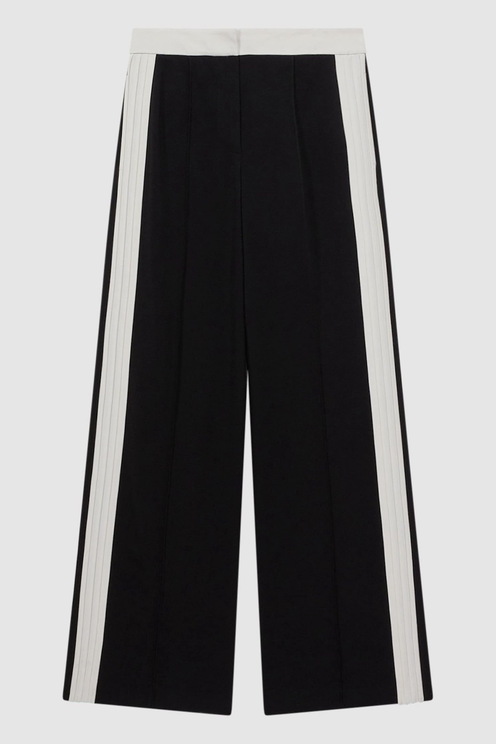 Reiss Black Bryn Contrast Waistband Pintuck Trousers - Image 2 of 6