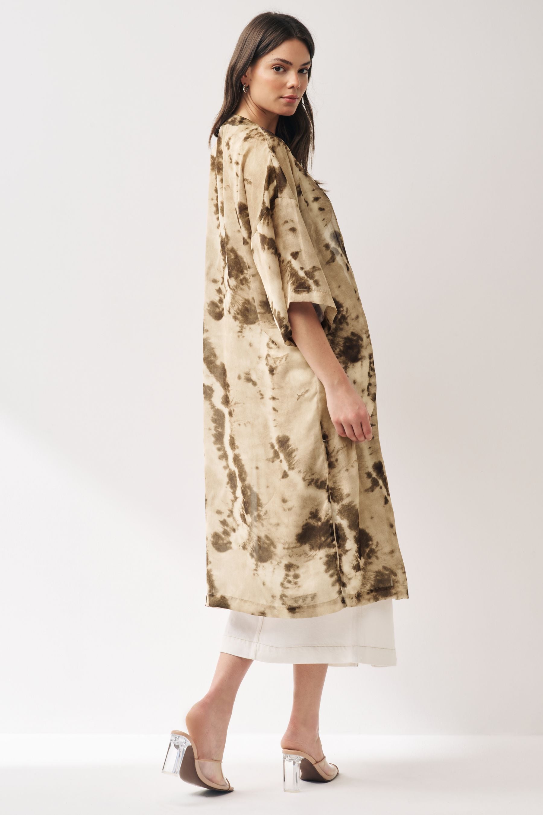 Buy Khaki Green Tie Dye 3 4 Sleeve Kimono from Next Luxembourg