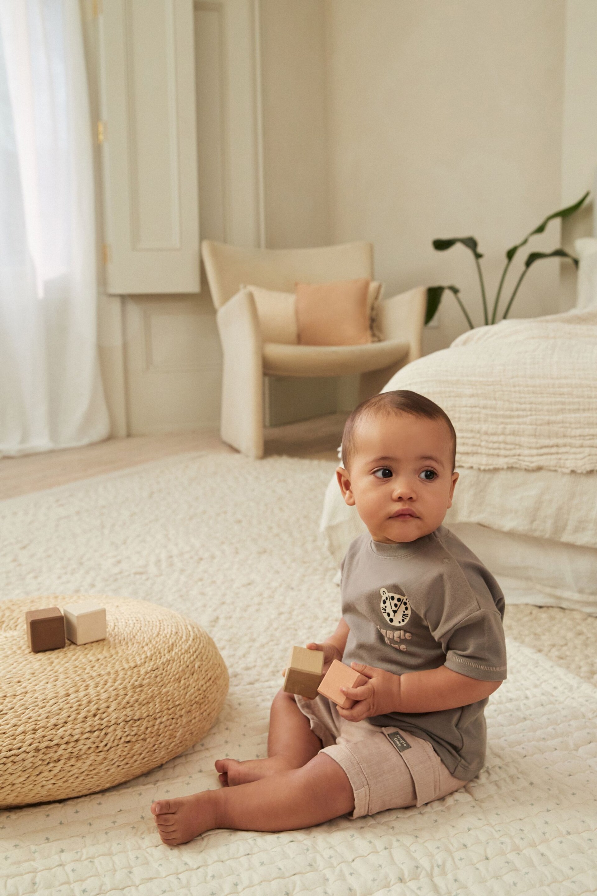 Black/White Cheetah Baby T-Shirt and Shorts 2 Piece Set - Image 1 of 3