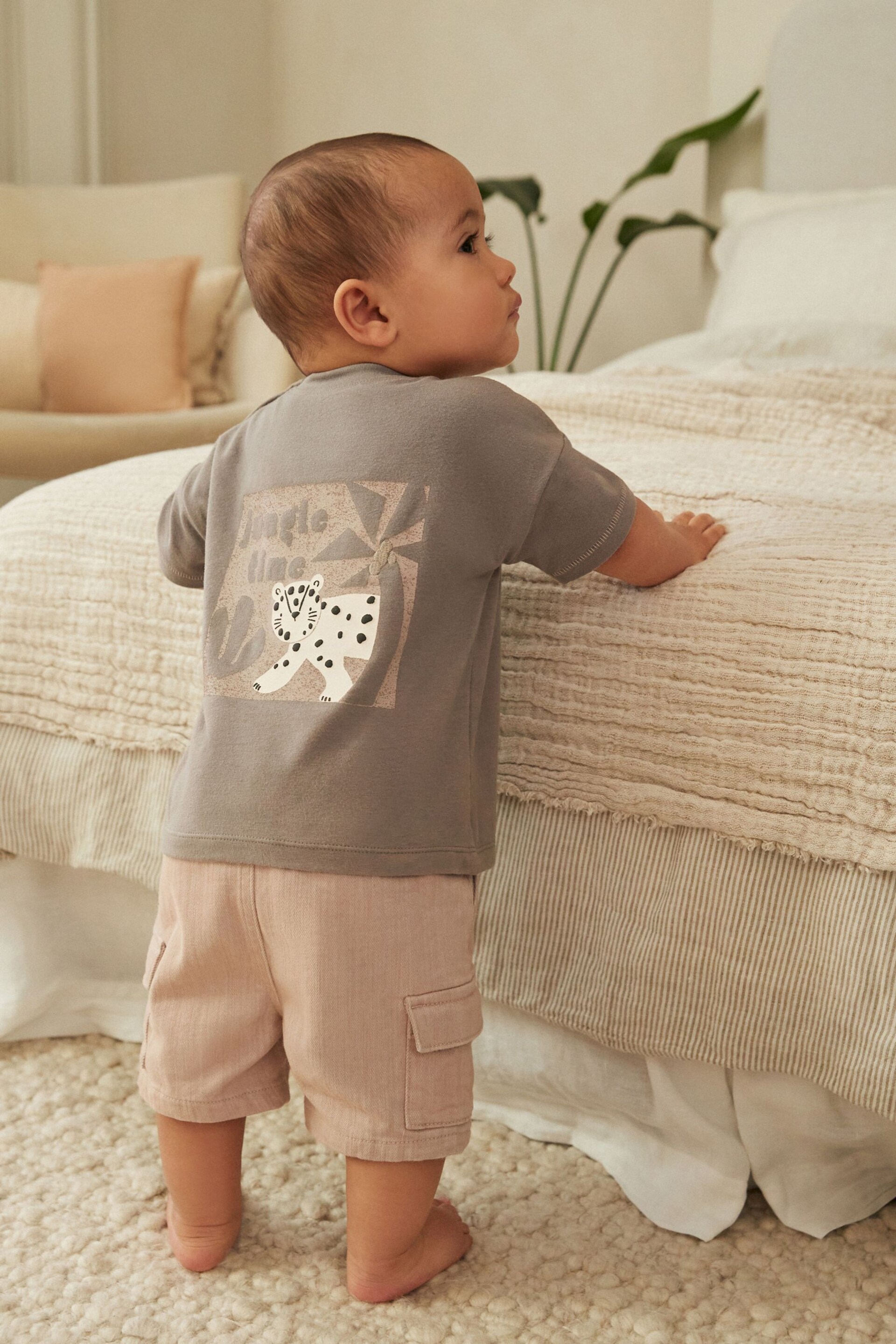 Black/White Cheetah Baby T-Shirt and Shorts 2 Piece Set - Image 3 of 3