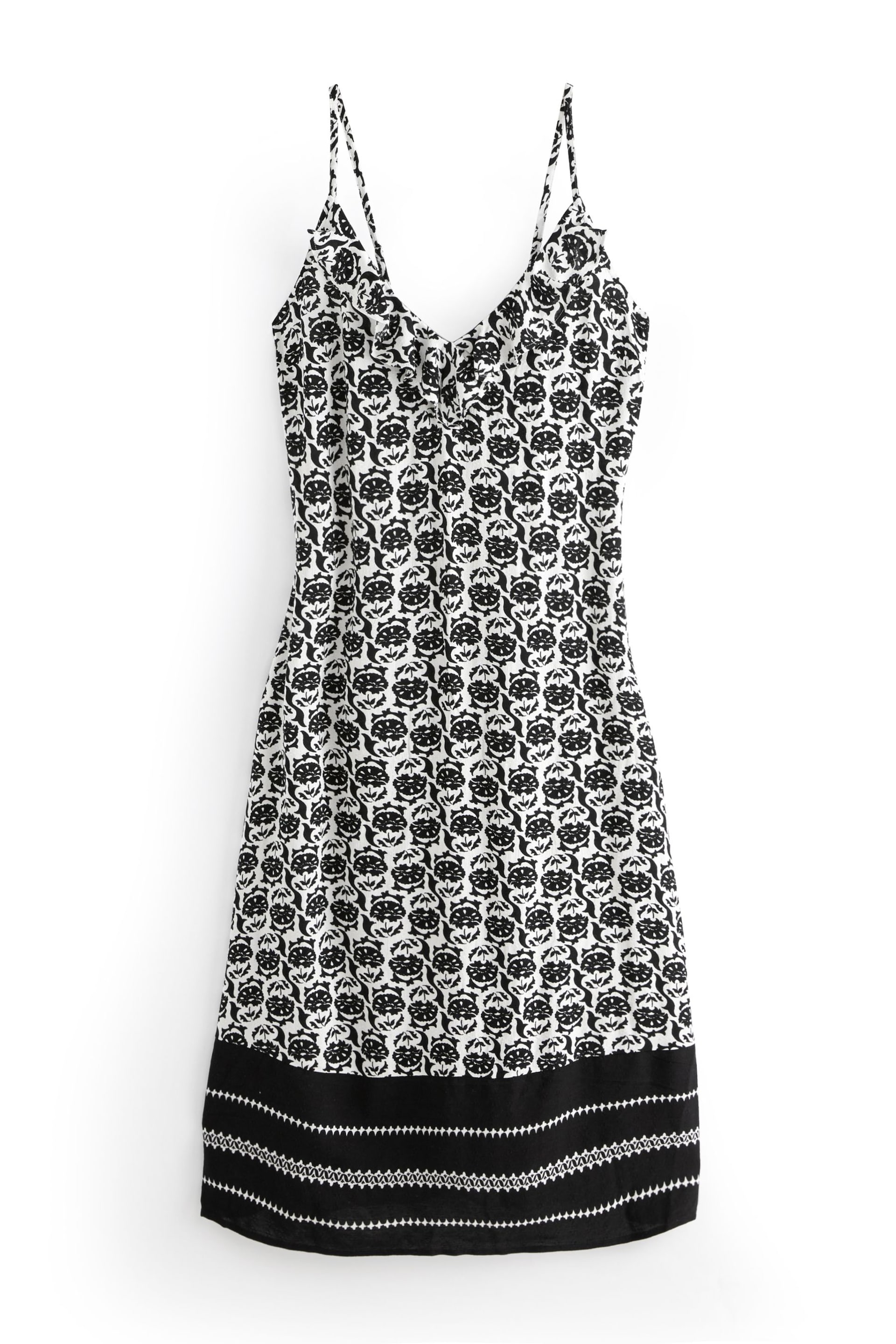 Black/White Frill Midi Summer Dress - Image 6 of 7