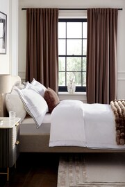 White With Black Edge Collection Luxe 200 Thread Count 100% Egyptian Cotton Percale Duvet Cover And Pillowcase Set - Image 1 of 4