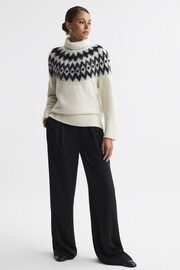 Reiss Cream/Black Amy Wool-Cashmere Blend Fair-Isle Roll Neck Jumper - Image 4 of 6