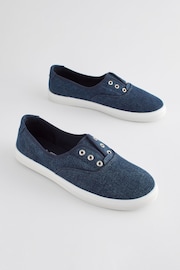 Denim Embroidered Forever Comfort® Laceless Canvas Slip-On Trainers - Image 3 of 9
