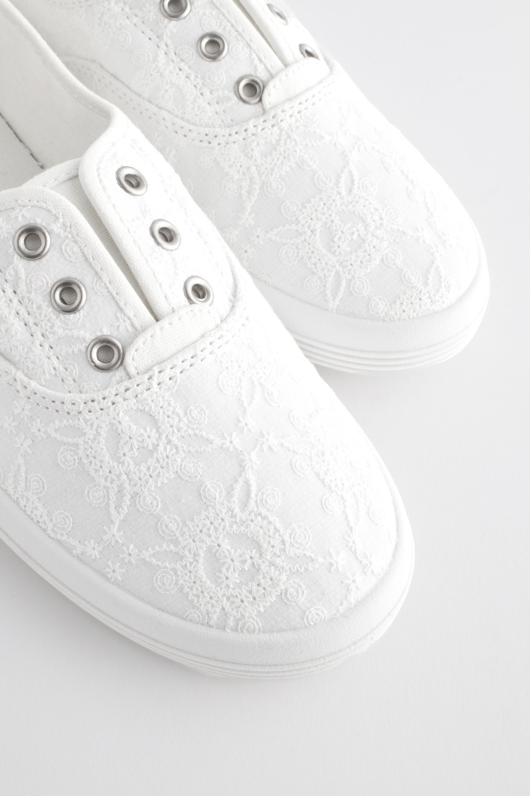 Buy White Embroidered Forever Comfort Laceless Canvas Slip On Trainers from the Next UK online shop