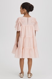 Reiss Pink Leonie Teen Tiered Embroidered Dress - Image 5 of 6
