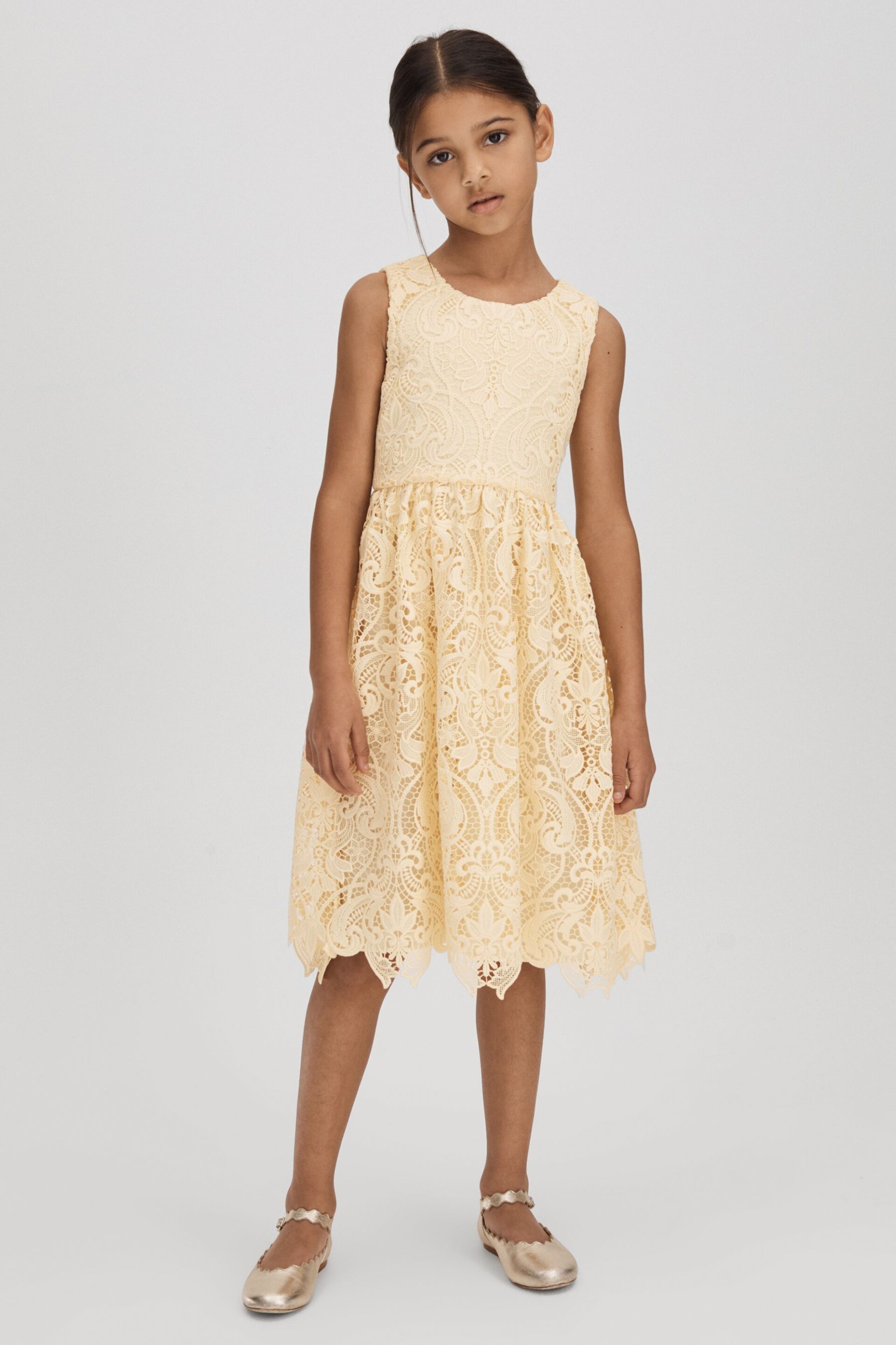 Reiss Lemon Daia Senior Fit-and-Flare Lace Dress - Image 3 of 6