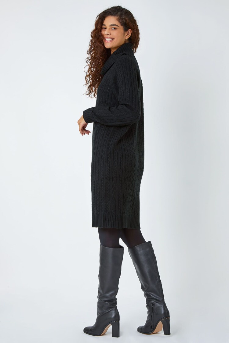 Roman Black Roll Neck Knitted Jumper Dress - Image 2 of 5