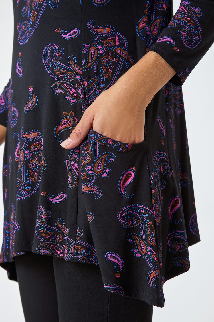 Roman Purple Paisley Pocket Detail Stretch Swing Top - Image 5 of 5