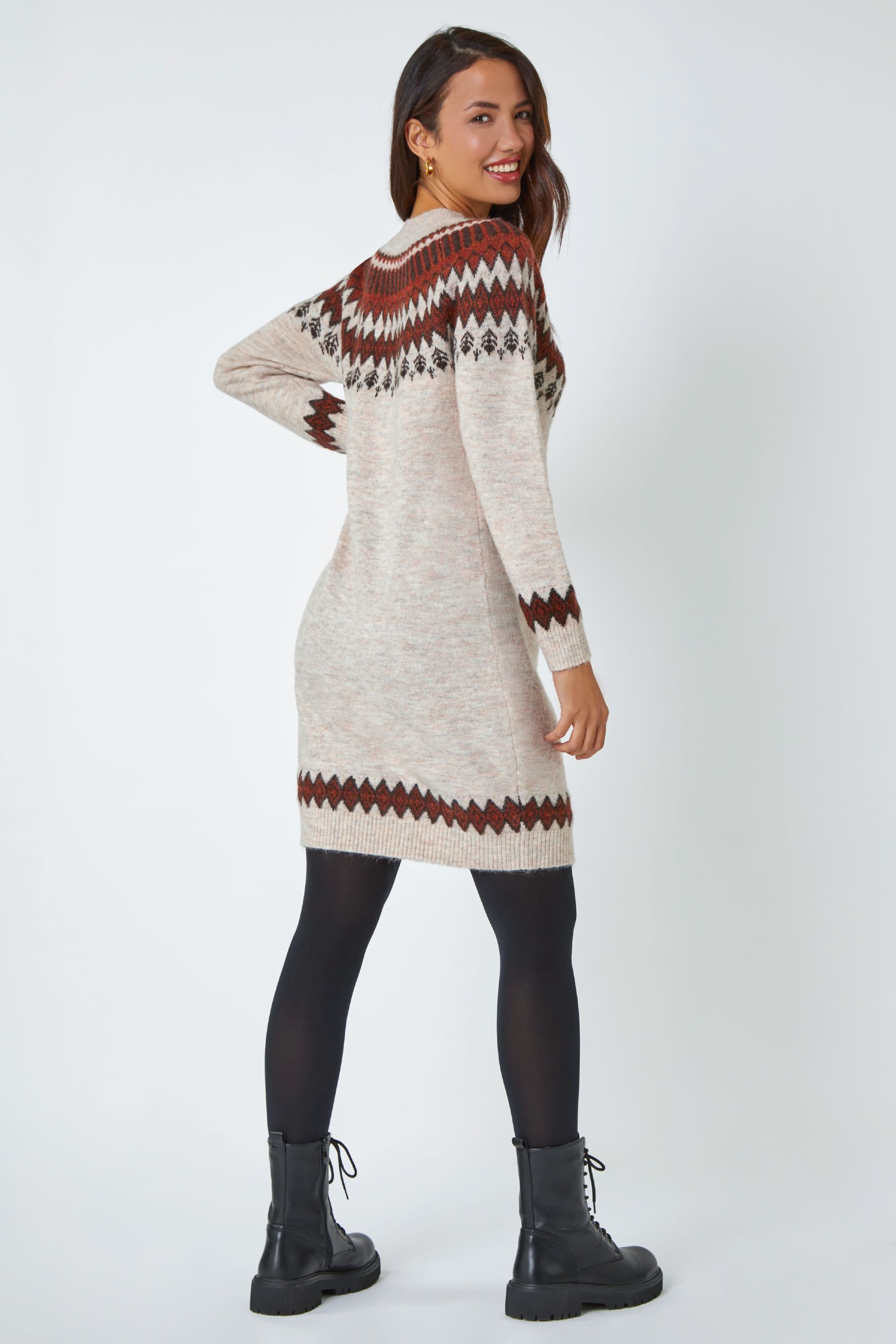 Buy Roman Brown Soft Knit Fairisle Pattern Jumper Dress from the Next UK online shop