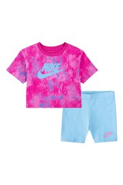 Nike Blue Little Kids Tie Dye T-Shirt and Shorts Set - Image 1 of 4