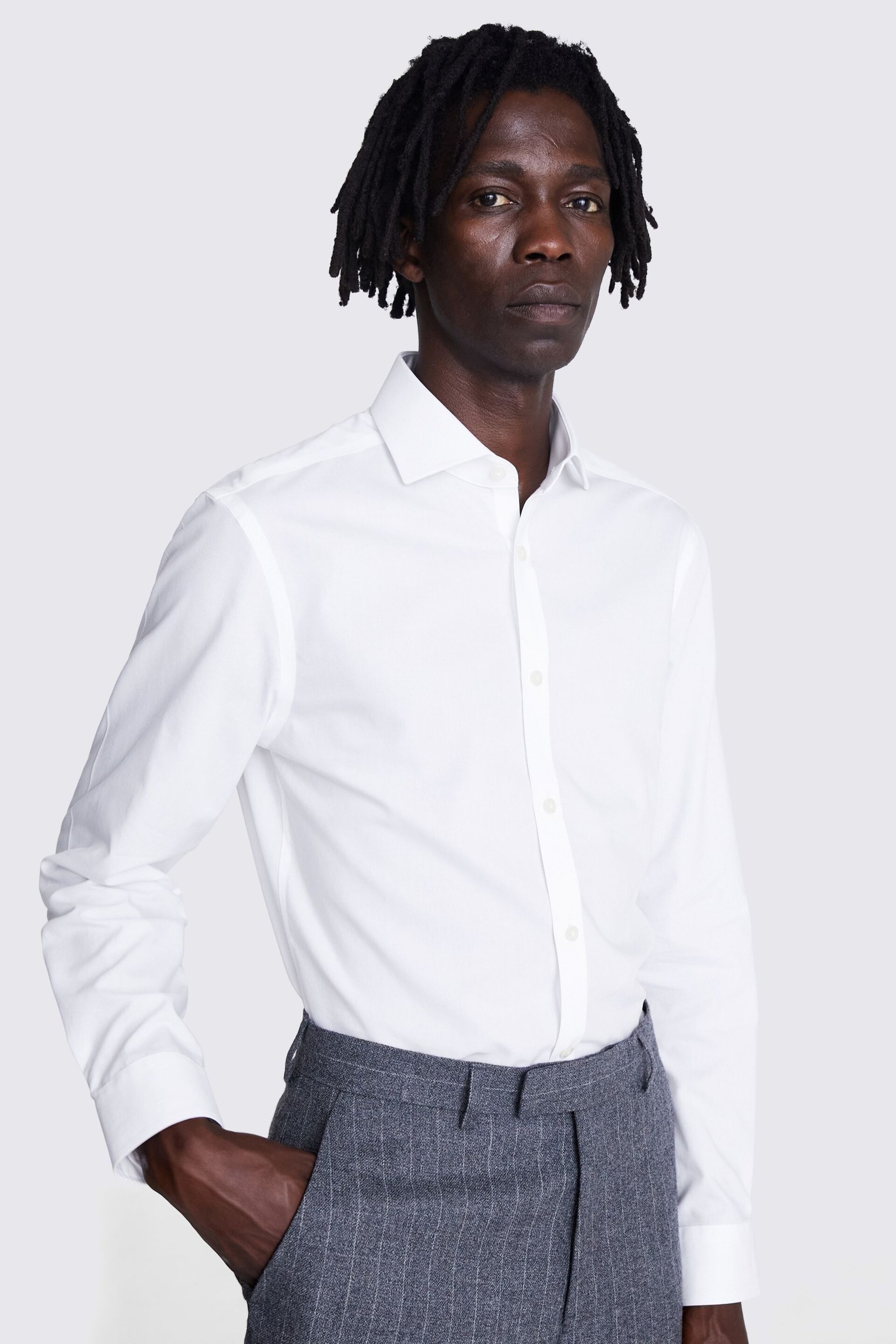 MOSS Slim Fit Poplin Zero Iron White Shirt - Image 1 of 4