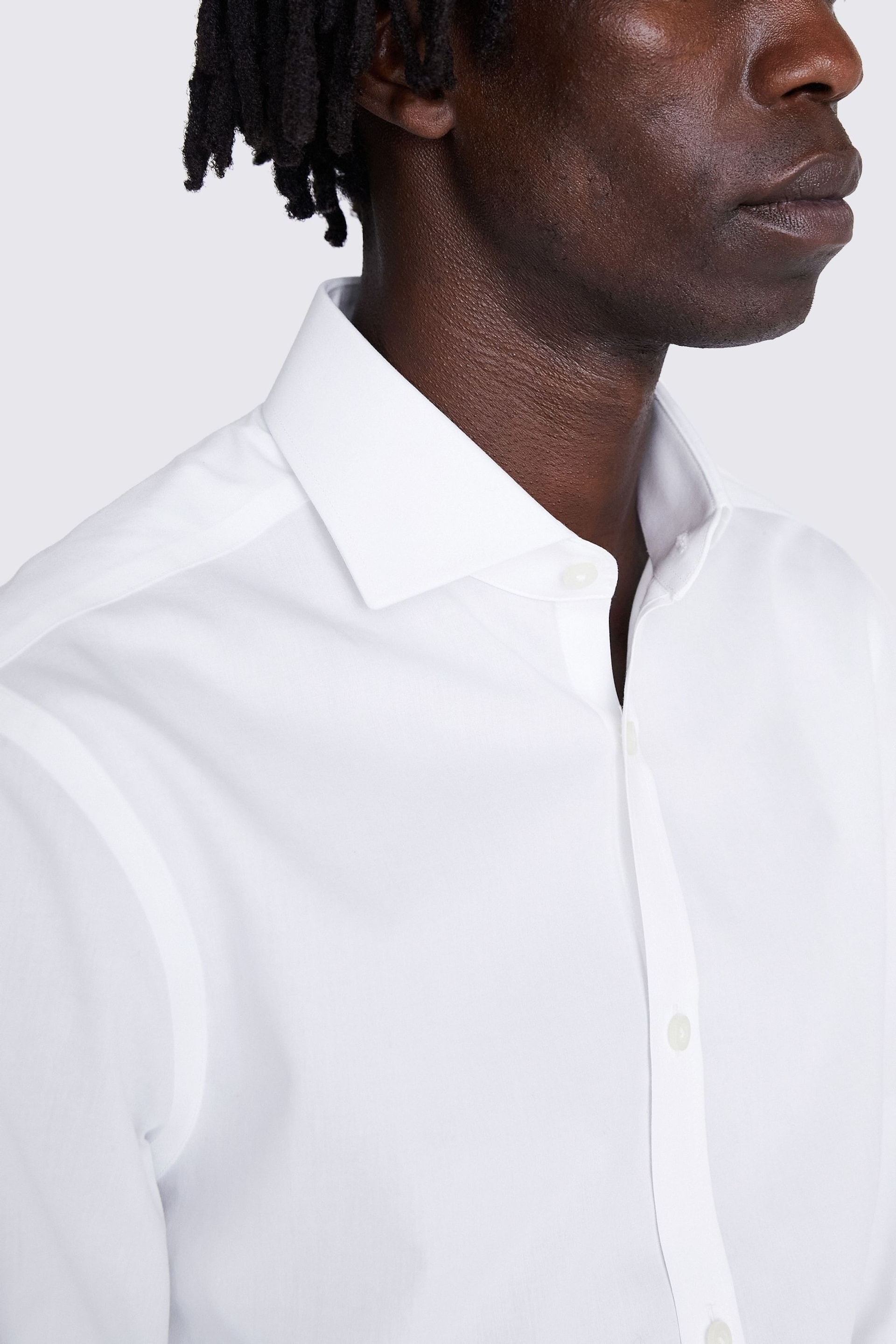 MOSS White Slim Fit Poplin Zero Iron Shirt - Image 3 of 4