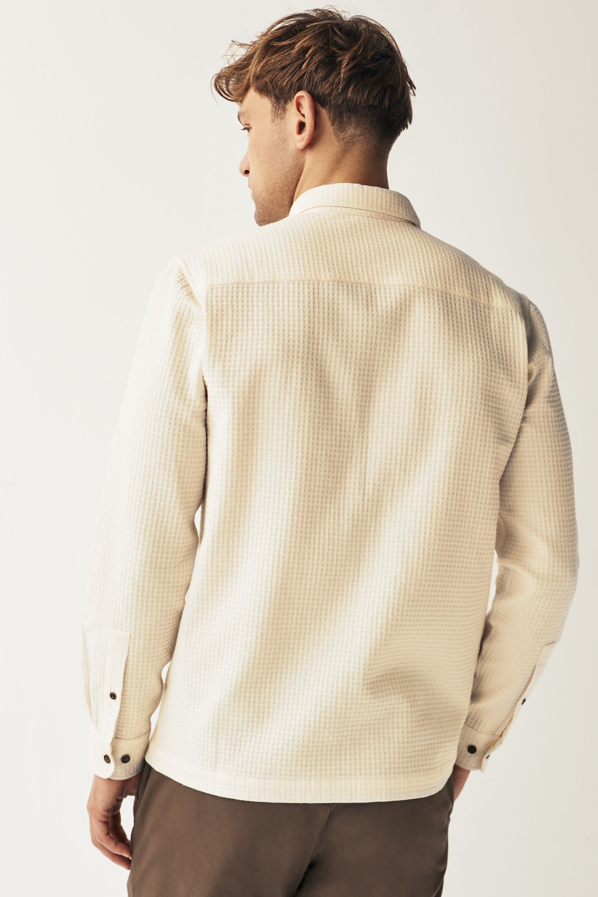 Ecru Cream Waffle Long Sleeve Shirt - Image 4 of 8