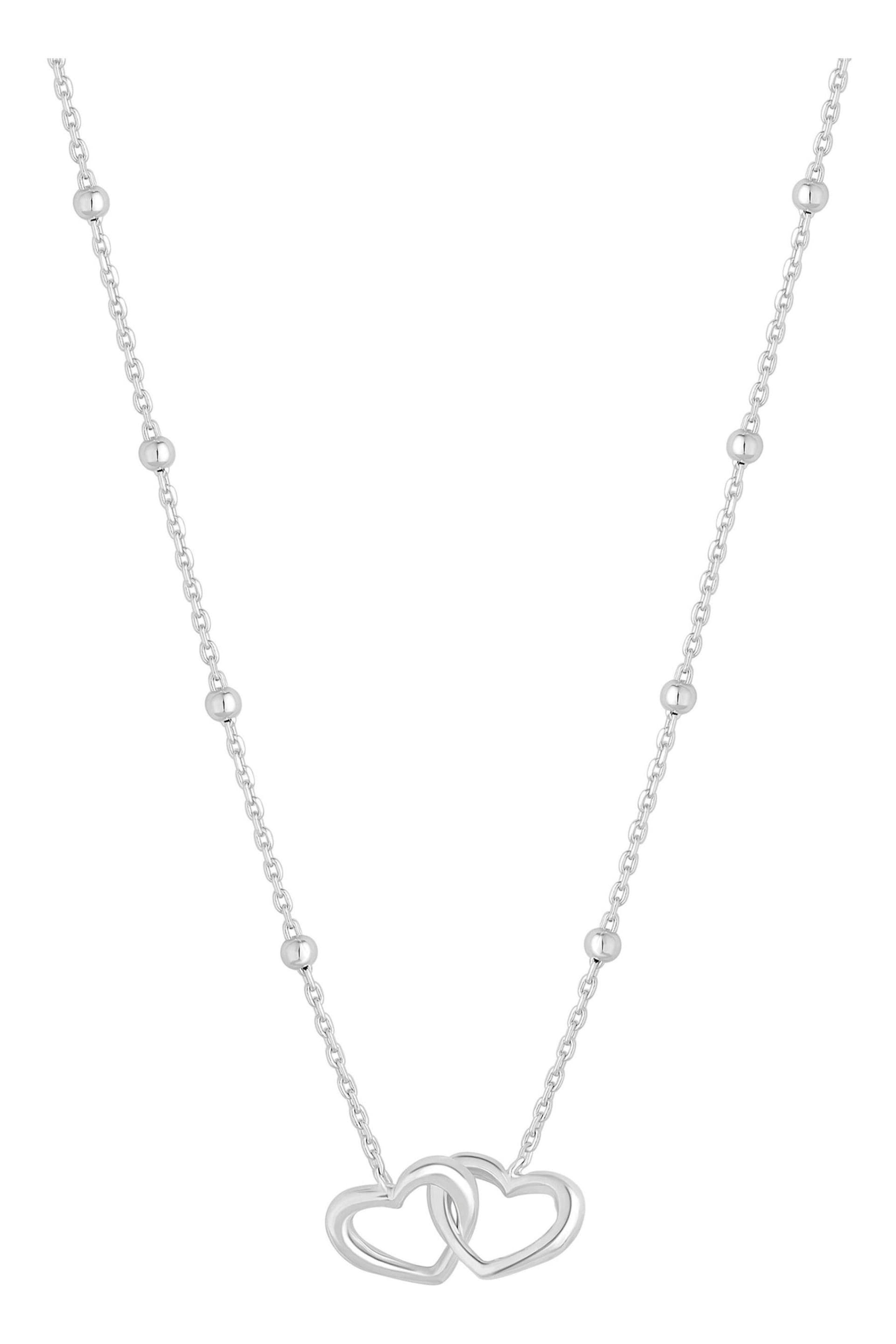 Simply Silver Sterling Silver Tone 925 Interlink Heart Necklace - Image 1 of 2