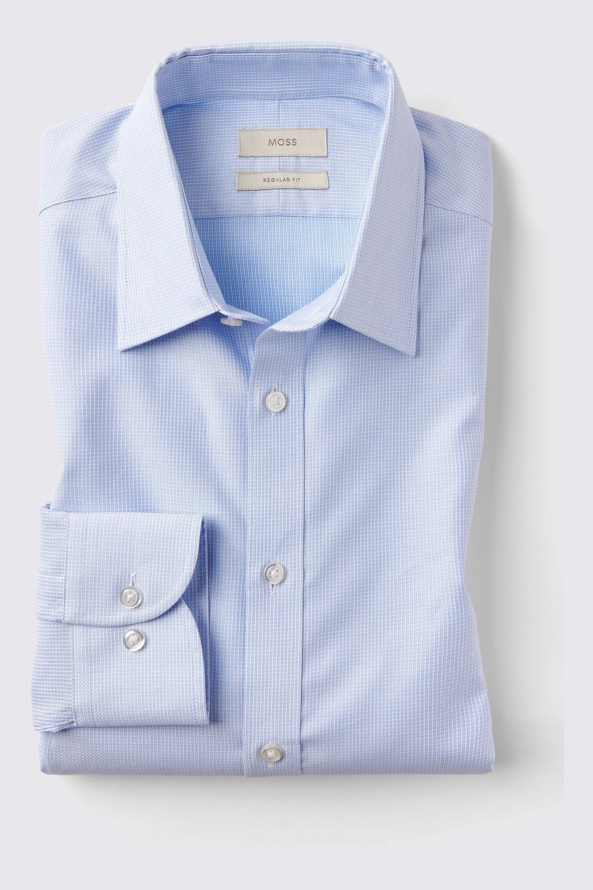 MOSS Regular Fit Blue Sky Dobby Shirt - Image 4 of 4